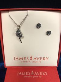 James Avery Rose Necklace & Stud Earrings 202//269